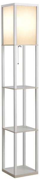HOMCOM Lampada da Terra 40W con 3 Mensole e Interruttore a Pedale, in Legno e Acrilico, 26x26x160 cm, Bianco | Aosom Italy