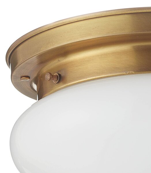Berliner Messinglampen Plafoniera soffitto HARRY, dimmerabile, Bronzo / Ottone antico, Soggiorno / Sala da pranzo, Vetro, Antico, Plafoniera