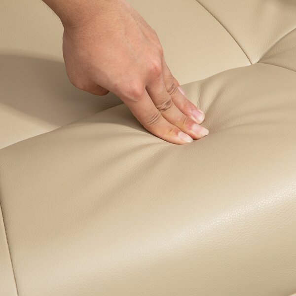 HOMCOM Poltrona relax reclinabile con poggiapiedi regolabile girevole a 360° base in legno rivestimento sintetico crema