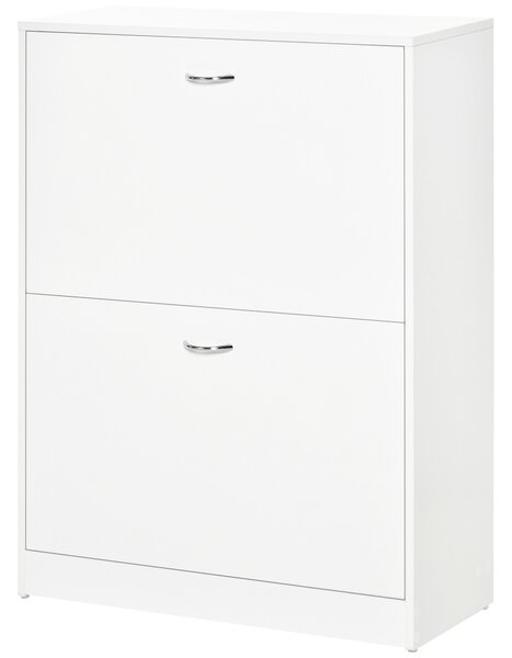 HOMCOM Scarpiera Mobile per Scarpe dim. 60L x 24P x 80H cm 2 Ante Ribaltabili Bianco
