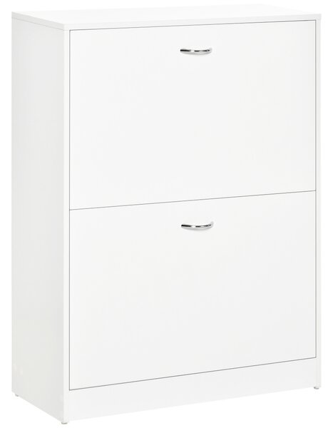 HOMCOM Scarpiera Mobile per Scarpe dim. 60L x 24P x 80H cm 2 Ante Ribaltabili Bianco