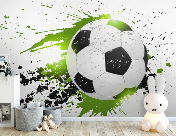 Carta da parati Pallone da calcio con schizzi di vernice, Carta da parati per Ragazzo, Carta da parati popolare, u57431 - Tapeko.it