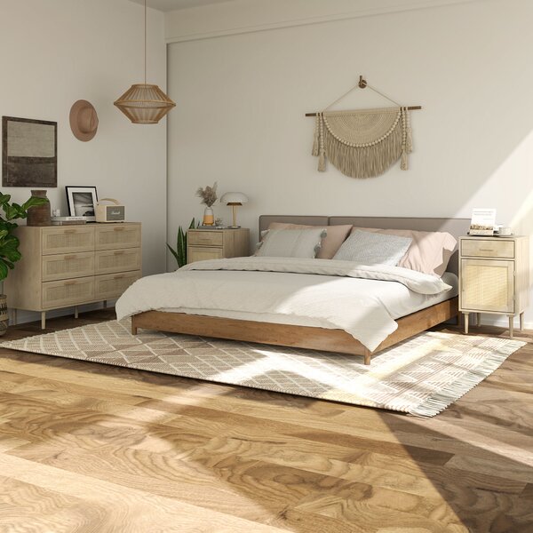 HOMCOM Comodino con armadio e ripiano porta in rattan intrecciato 1 cassetto design bohémien - 40 x 40 x 68,5 cm naturale