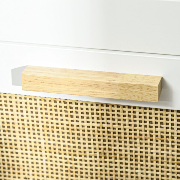 HOMCOM Cassettiera 5 cassetti maniglie in legno massiccio guide metalliche per ufficio salotto camera da letto 77 x 37 x 104 cm bianco