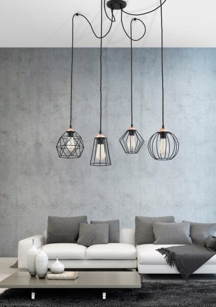 Lampadario a sospensione con filo GALAXY 4xE27/60W/230V ragno