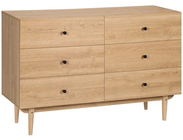 HOMCOM Cassettiera 6 cassetti mobile da archiviazione piedi in legno massello 120 x 40 x 80 cm colore legno