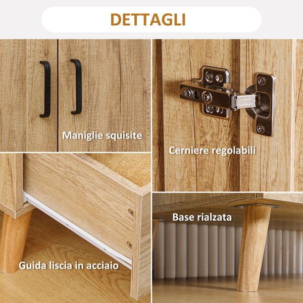 HOMCOM Armadio 2 Ante a Battente con 2 Cassetti e Asta Appendiabiti, 80x54x180 cm, Legno | Aosom Italy