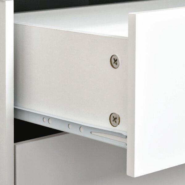 HOMCOM Comodino stile scandinavo con 2 cassetti bianco e effetto legno - 40 x 35 x 50,5 cm