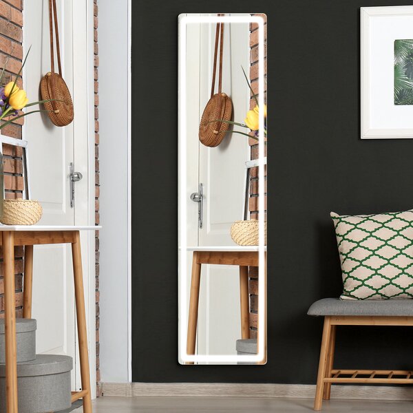 HOMCOM Specchio su supporto o a parete intensità e colore regolabile con telecomando 40 x 37 x 157,5H cm argento