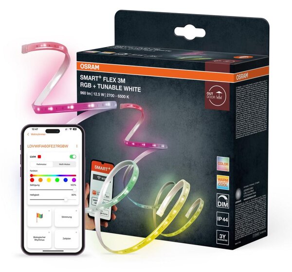 Osram -LED RGB+TW Striscia per esterni dimmerabile SMART+ FLEX 3 m LED/12,5 W/230 V Wi-Fi