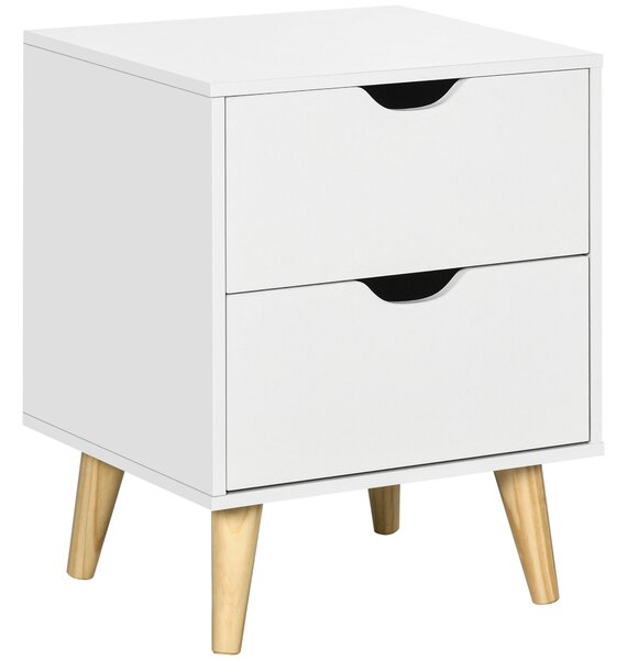 HOMCOM Comodino stile scandinavo con 2 cassetti bianco e effetto legno - 40 x 35 x 50,5 cm