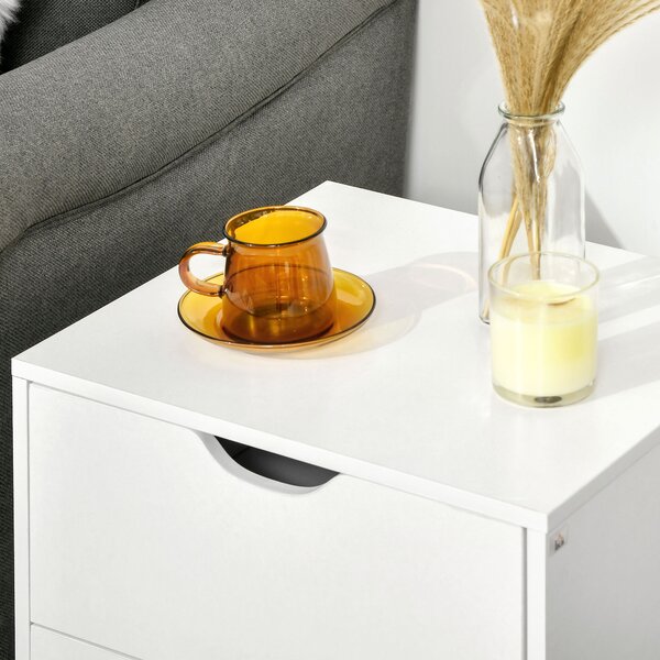 HOMCOM Comodino stile scandinavo con 2 cassetti bianco e effetto legno - 40 x 35 x 50,5 cm