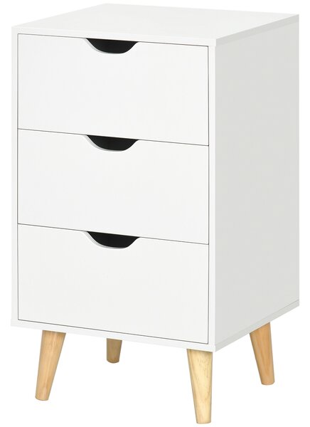 HOMCOM Comodino 3 cassetti Tavolino da comodino Mobiletto da stile scandinavo in Legno - 40 x 35 x 68,5 cm - Bianco