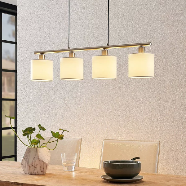 Lampada a sospensione Stannis Lindby, dimmerabile, Bianco / Opale, Soggiorno / Sala da pranzo, Metallo, Moderno, Lampada a sospensione