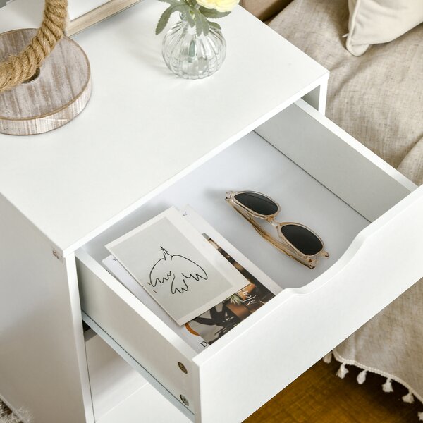 HOMCOM Comodino 3 cassetti Tavolino da comodino Mobiletto da stile scandinavo in Legno - 40 x 35 x 68,5 cm - Bianco