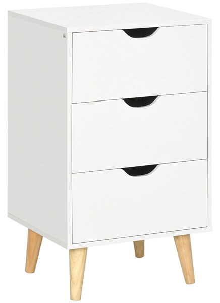 HOMCOM Comodino 3 cassetti Tavolino da comodino Mobiletto da stile scandinavo in Legno - 40 x 35 x 68,5 cm - Bianco