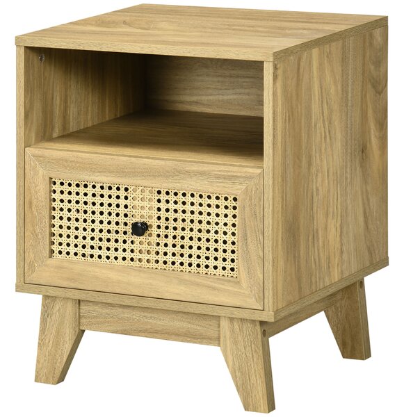 HOMCOM Comodino comodino con cassetto porta cannage e nicchia vintage 45 x 39 x 56,5 cm