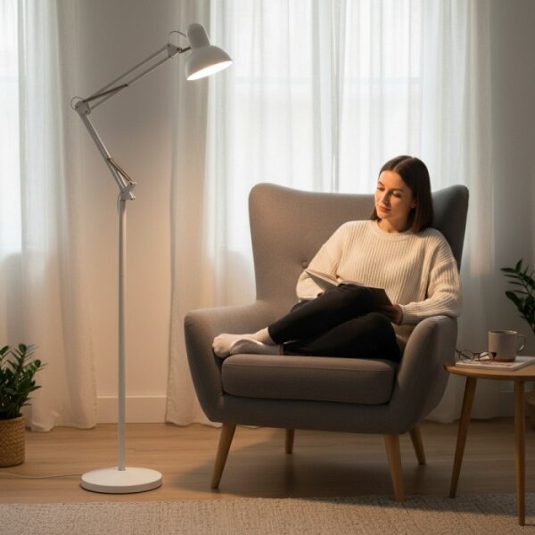 Brilagi - Lampada da terra flessibile TASKER 1xE27/60W/230V 184 cm bianca
