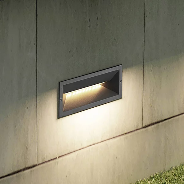 Lucande Applique a LED da incasso Jaano, antracite, alluminio, IP65 Jaano, Nero, Alluminio, Moderno, Applique da esterni