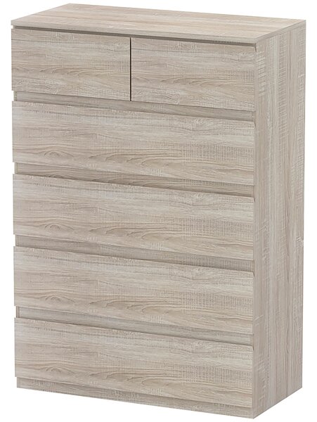 HOMCOM Comò 6 cassetti mobile da archiviazione senza maniglie design minimalista 80 x 39 x 115 cm legno naturale