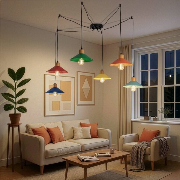 Lampada a sospensione Manavgat Opviq, dimmerabile, Multicolore, Soggiorno / Sala da pranzo, Metallo, Lampada a sospensione