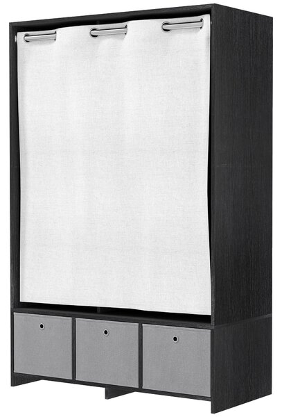 HOMCOM Armadio penderie armadio di archiviazione con asta tende 3 nicchie e 3 cassetti in tessuto rimovibili 105 x 48 x 160 cm