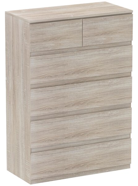 HOMCOM Comò 6 cassetti mobile da archiviazione senza maniglie design minimalista 80 x 39 x 115 cm legno naturale