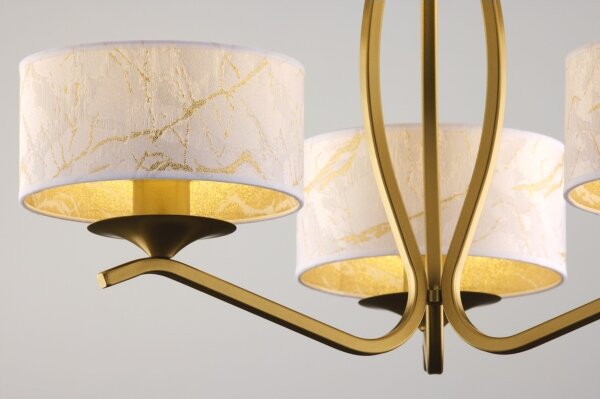 Jupiter 2109 - Lampadario a stelo KASZMIR 3xE27/15W/230V bianco/dorato/effetto marmo