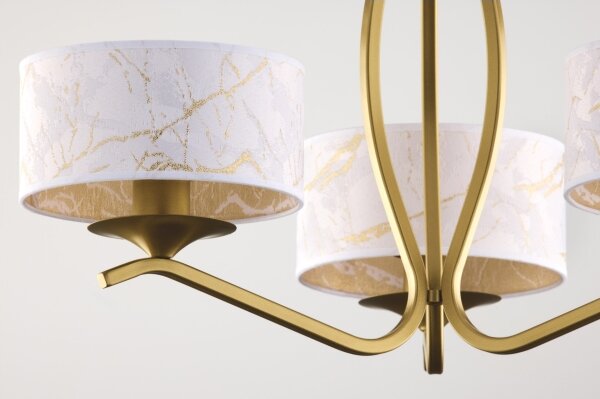 Jupiter 2109 - Lampadario a stelo KASZMIR 3xE27/15W/230V bianco/dorato/effetto marmo