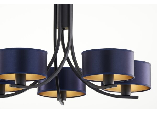 Jupiter 2101 - Lampadario con catena ARTHUR 5xE27/15W/230V blu/nero