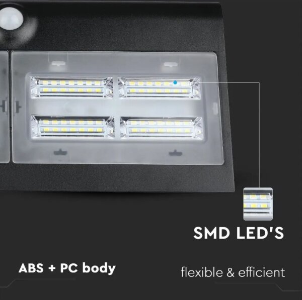 Lampada da parete solare a LED con sensore LED/7W/3,7V 4000K IP65 nero