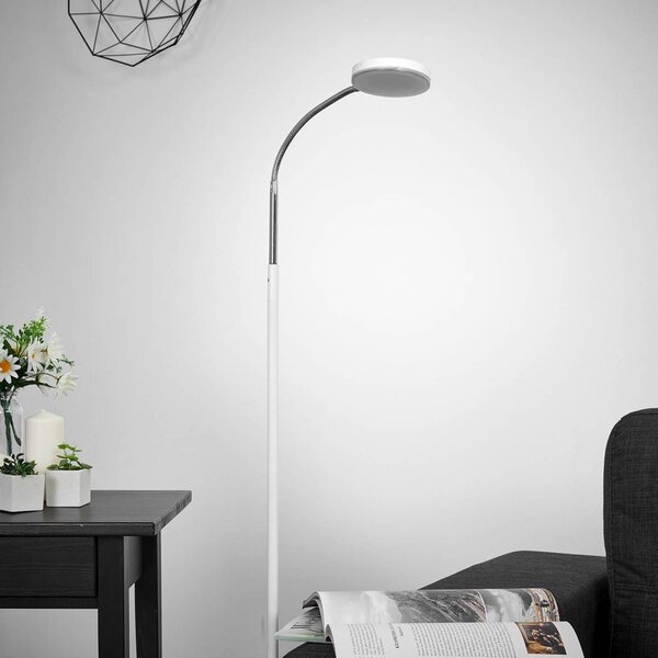 Lampada LED da pavimento Lindby Milow, bianca, altezza 140 cm