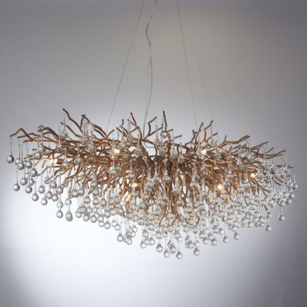 Paul Neuhaus 2031-11 - Lampadario a sospensione con filo ICICLE 15xG9/40W/230V 75x150 cm ottone