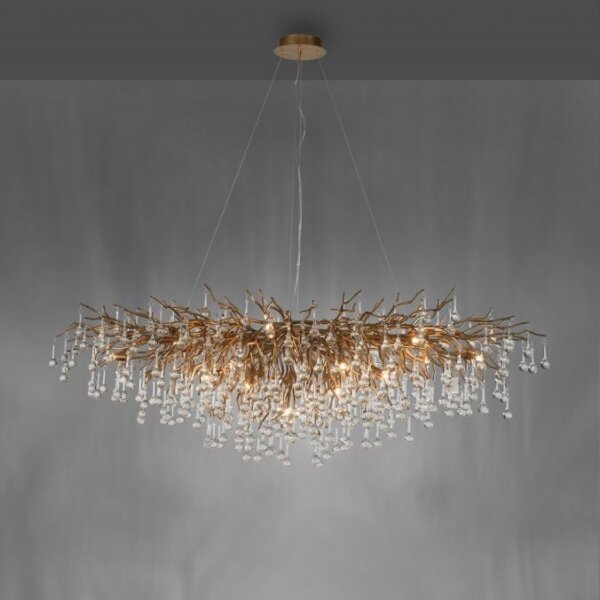 Paul Neuhaus 2031-11 - Lampadario a sospensione con filo ICICLE 15xG9/40W/230V 75x150 cm ottone