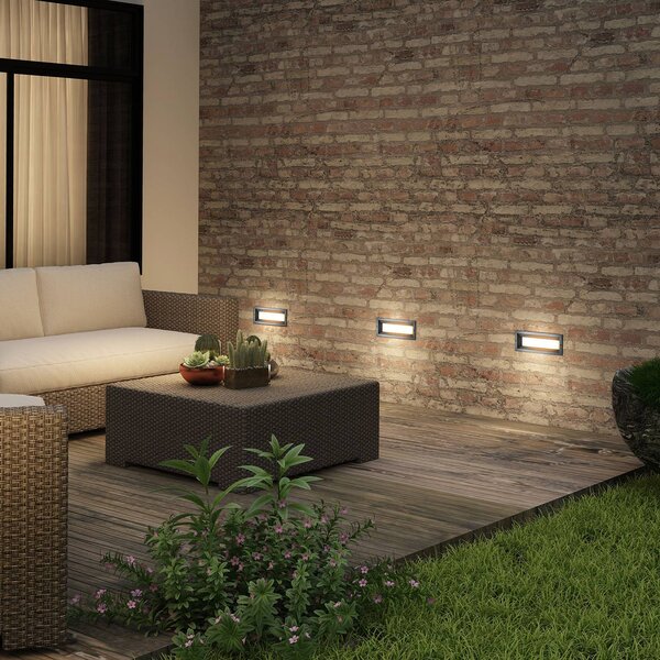 Lucande Lachlain applique LED incasso in esterni, Alluminio / Grigio / Zincato, Alluminio, Moderno, Applique da esterni