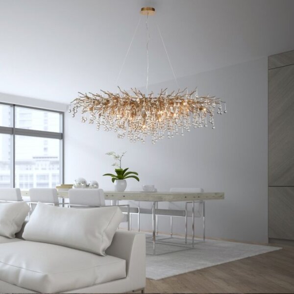 Paul Neuhaus 2031-11 - Lampadario a sospensione con filo ICICLE 15xG9/40W/230V 75x150 cm ottone