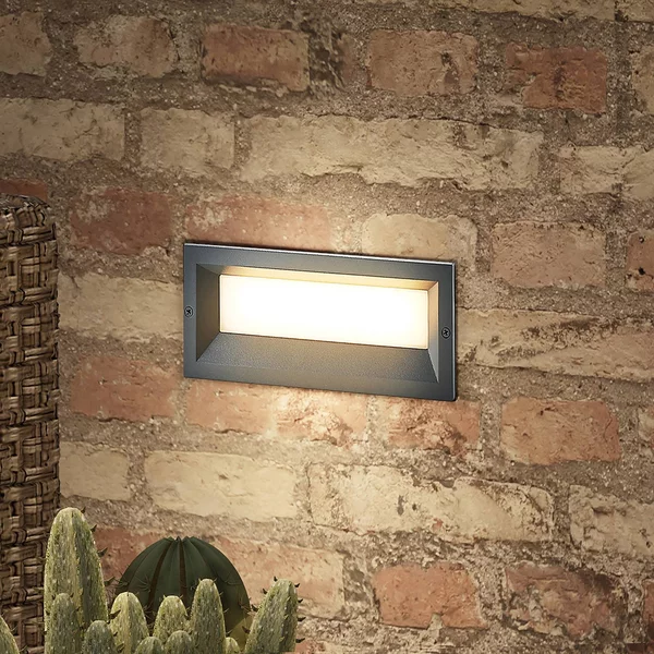 Lucande Lachlain applique LED incasso in esterni, Alluminio / Grigio / Zincato, Alluminio, Moderno, Applique da esterni