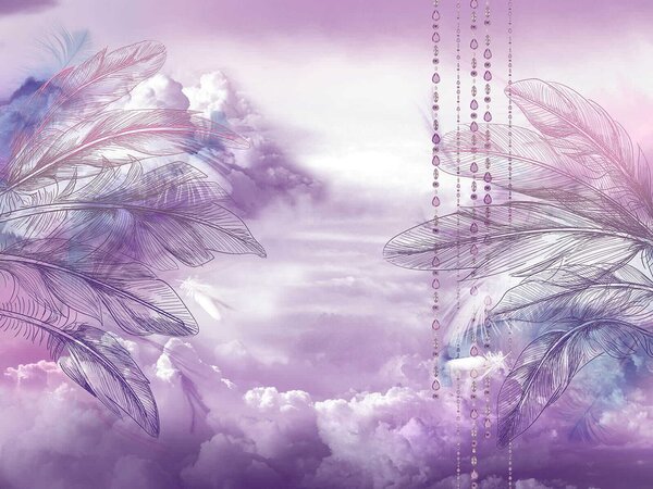 Carta da parati Nuvole viola e rosa e cielo viola con nuvole, Carta da parati 3d, Carta da parati popolare, u59822 - Tapeko.it