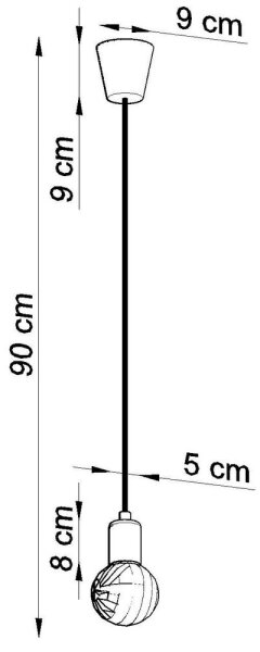 Lampadario su filo DIEGO 1xE27/60W/230V arancione