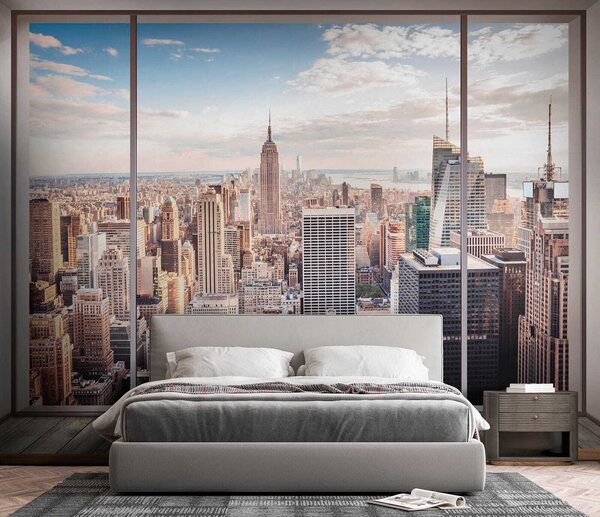 Carta da parati Veduta di New York, Carta da parati che aumenta lo spazio, Carta da parati Finestre, u59880 : Uwalls.it
