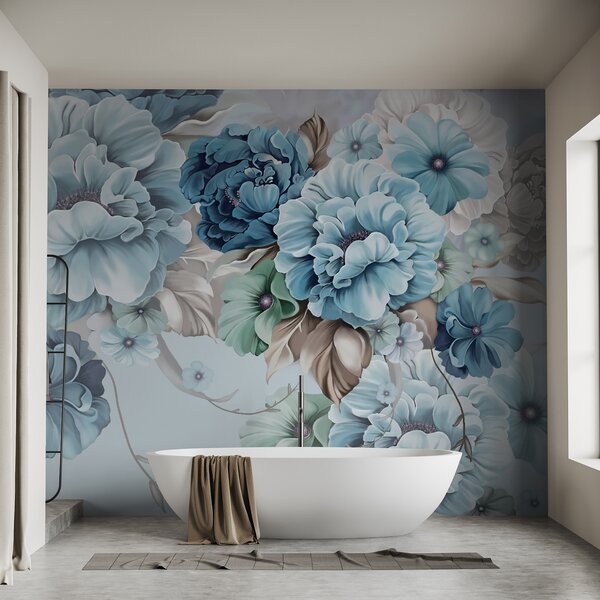 Carta da parati Delicati fiori blu, Carta da parati 3D, Carta da parati Fiori 3D, u59900 : Uwalls.it