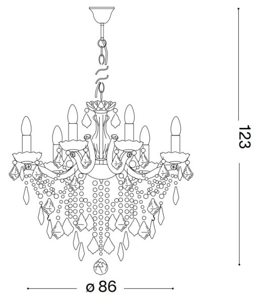 Ideal Lux - Lampadario di cristallo a sospensione con catena FLORIAN 18xE14/40W/230V diametro 86 cm oro