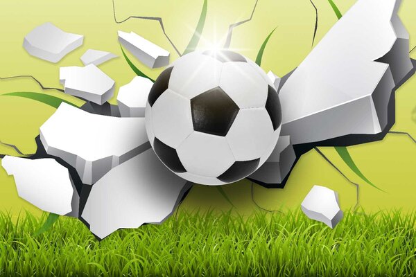 Carta da parati Pallone da calcio che sfonda un muro, Carta da parati per Bambini, Carta da parati popolare, u60029 - Tapeko.it