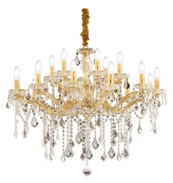 Ideal Lux - Lampadario di cristallo a sospensione con catena FLORIAN 18xE14/40W/230V diametro 86 cm oro