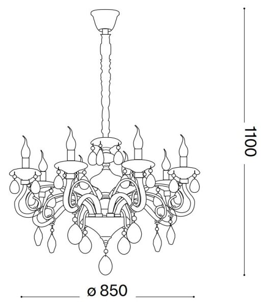 Ideal Lux - Lampadario a sospensione con catena NEGRESCO 10xE14/28W/230V diametro 85 cm oro