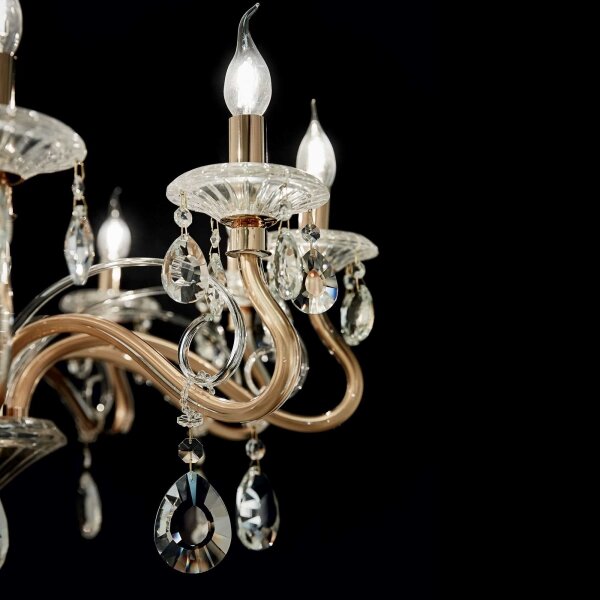 Ideal Lux - Lampadario a sospensione con catena NEGRESCO 10xE14/28W/230V diametro 85 cm oro