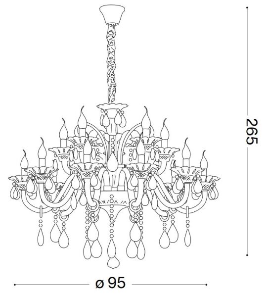 Ideal Lux - Lampadario di cristallo a sospensione con catena COLOSSAL 15xE14/40W/230V diametro 95 cm grigio