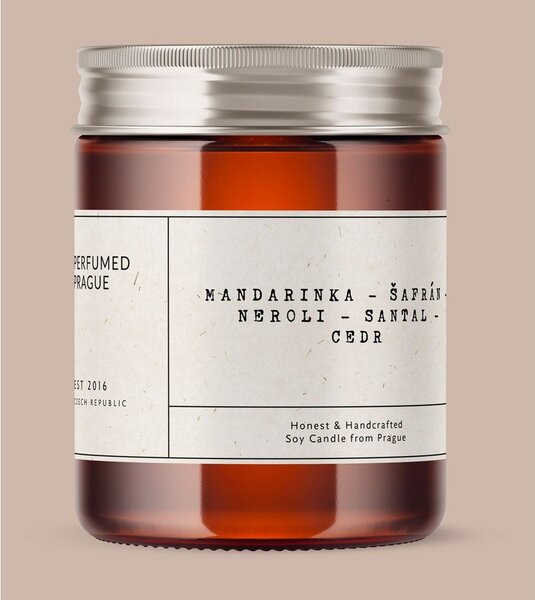 Candela in cera di soia profumata tempo di combustione 40 h #47 Tangerine, Neroli and Saffron – Perfumed Prague