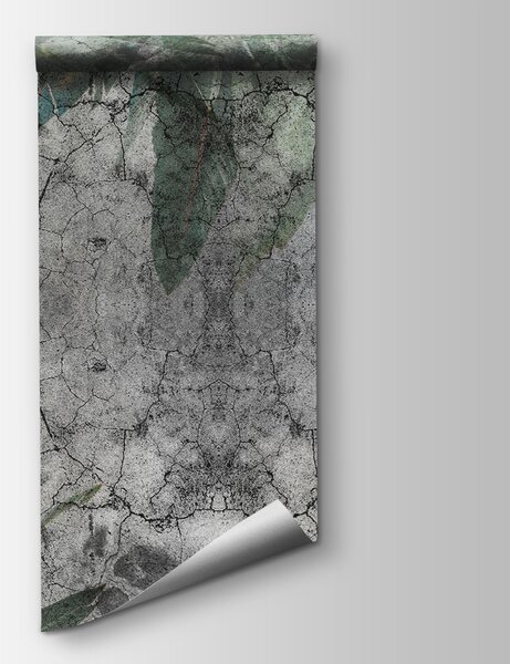 Carta da parati Foglie strutturate su una superficie danneggiata dagli agenti atmosferici, Carta da parati Natura, Carta da parati popolare, u60048 - Tapeko.it