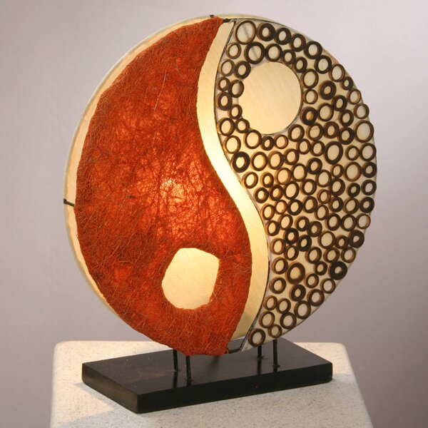 Woru Lampada da tavolo Ying Yang su base legno 33 cm